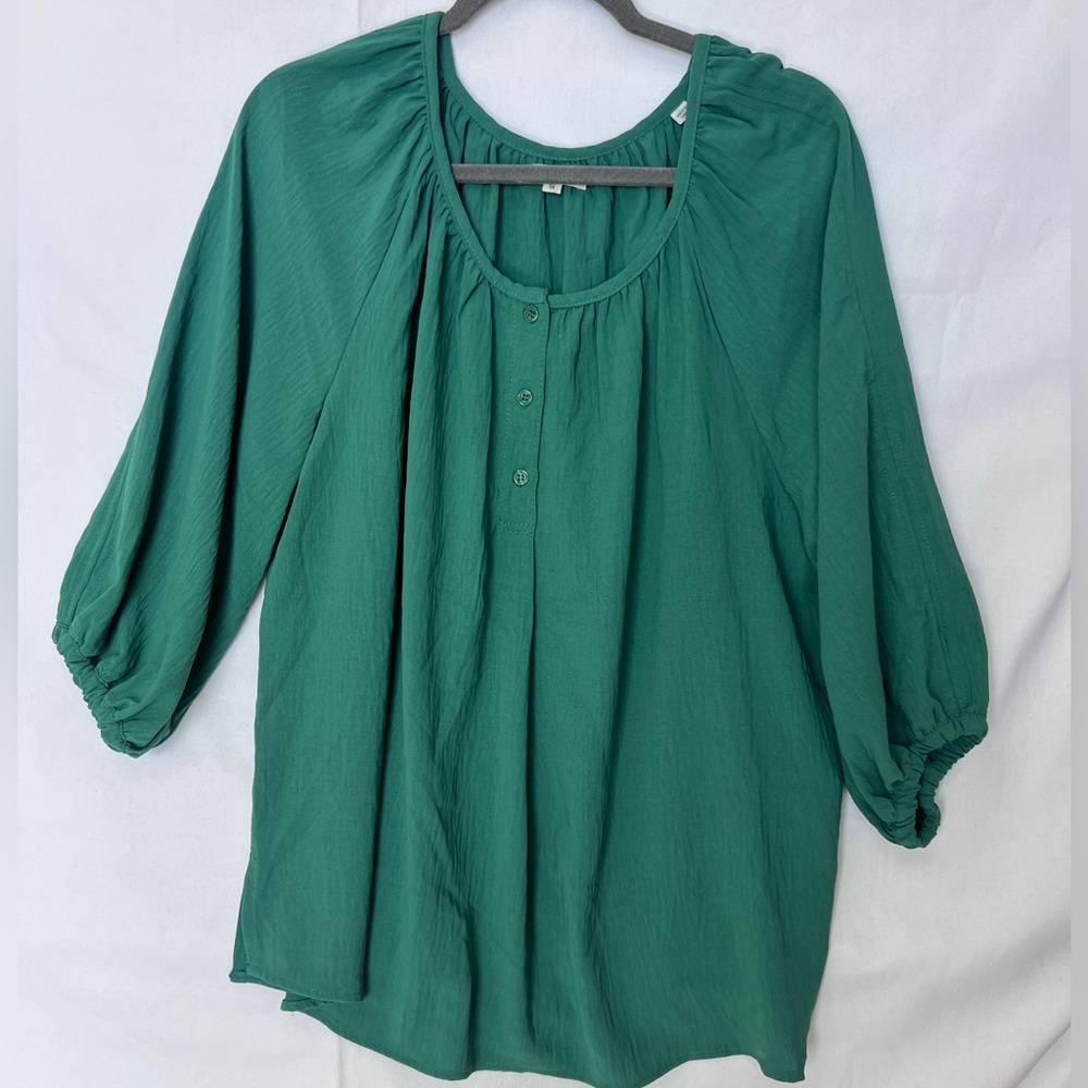 Max Studio Teal Button-Front Blouse